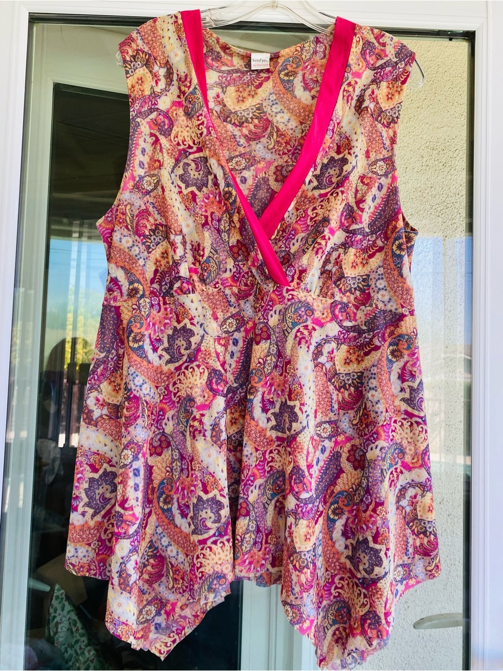 Sweet Pea Stacy Frati Paisley Handkerchief Hem Sleeveless Tunic Top Maternity M